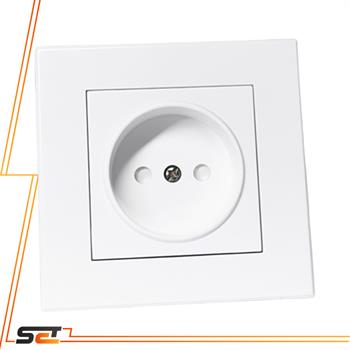 مکانیزم پریز بدون ارت با مغزی پلاستیکی سفید تابش